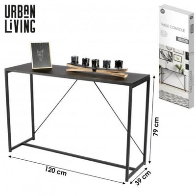 "MADISON" CONSOLE VAN ZWART METAAL, 120×39×H79 CM