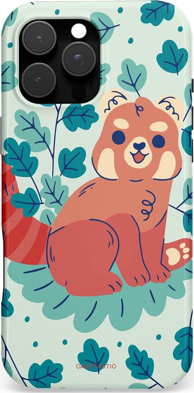 Casetastic Hoesje Geschikt voor Apple iPhone 16 Pro Max Magsafe - Stijlvolle Beschermende Duo-layer Case - Rode panda tuin