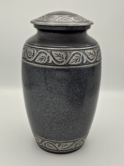 Urn Grey metallic engraved 13223A