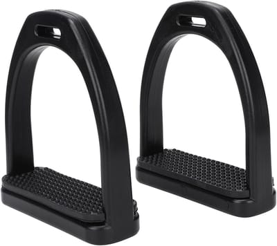 Veiligheidsbeugels voor paardrijden - 2 stuks zwarte kunststof met antislip rubberen pad, ideaal voor jeugd en volwassenen, accessoires voor comfortabel paardrijden