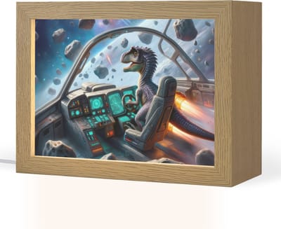 Nachtlampje 20x15 cm - Kinder lampje - Dino - Ruimte - Jongens - Tafellamp kinderkamer - Slaapkamer lamp - Bedlamp kinderen - Kinderlampje stopcontact - Wandlamp babykamer - Nachtlampjes