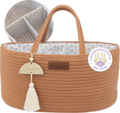 Yunioo Commodemandje en Luiertas - Luiermand voor Baby Kamer - Luier Mand Organizer - Opbergmand kinderkamer - Speelgoedmand - Brick