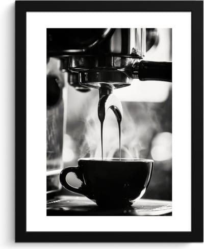 Fotolijst inclusief poster - Posterlijst 30x40 cm - Posters - Coffee - Espresso - Koffiemachine - Kop - Foto in lijst - Keuken decoratie muur - Wanddecoratie accessoires - Muurdecoratie - Schilderijen
