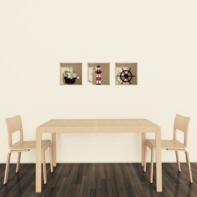 Sticker met 3D-effect, nautische decoratie, 40 x 120 cm