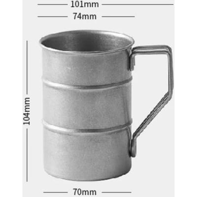 Tasse à café rétro 370 ml Verre à vin Acier inoxydable Tasse de camping extérieure avec poignée Tasse à bière portable Vaisselle de pique-nique et de voyage 370ml gray
