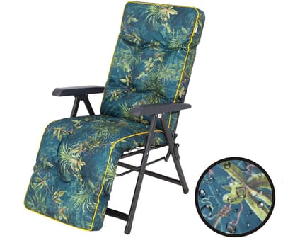 Hobbygarden Tuinkussen Ilona Groen grasprint voor hoge rug tuinstoelen - Waterafstotend - UV bestendig