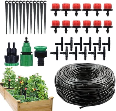 Druppelirrigatiesysteem - Automatische sproeislang - Planten water geven - Instelbare waterstroom - 33 voet slang - Zwart