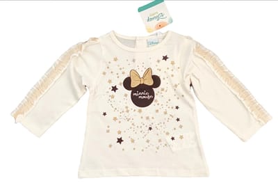 Disney Minnie Mouse shirt - lange mouw - creme/goud - maat 74 (12maanden)
