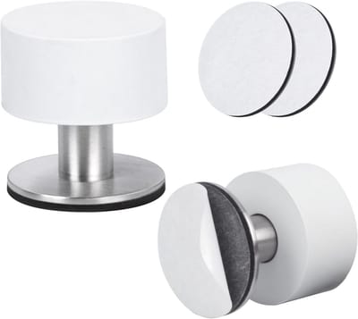 Set van 2 Deurstopper voor Vloer en Muur met Rubbers - Wandbescherming Zwart