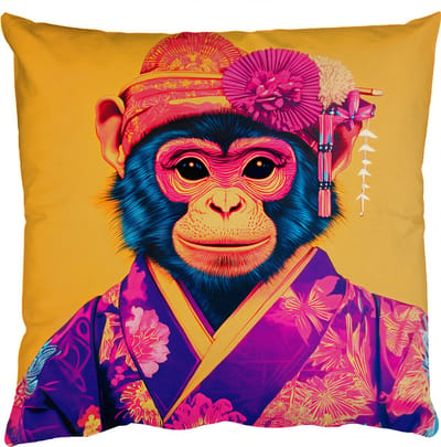 Sierkussens - Kussentjes Woonkamer - 50x50 cm - Aap - Kimono - Bloemen - Hoofdtooi