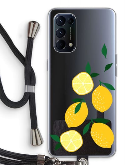 Case Company® - Hoesje met koord geschikt voor Oppo Find X3 Lite hoesje met Koord - You're my lemon - Telefoonhoesje met Zwart Koord - Bescherming aan alle Kanten en Over de Schermrand