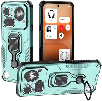MobyDefend Hoesje - Geschikt voor Nothing Phone (4a) Pro - Dubbelgelaagde Pantsercase Met Standaard - Turquoise