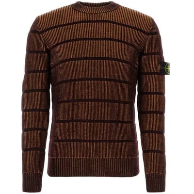 Pull en maille à rayures et col rond à manches longues Stone Island pour homme Marron 7915513D1-V0011 XL black