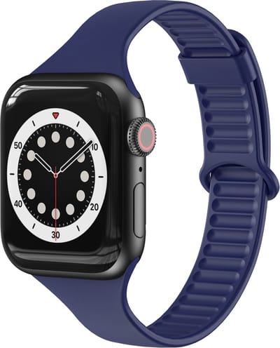 By Qubix - Geschikt voor Apple Watch bandje - TPU Slim Fit bandje - Donkerblauw - Geschikt voor Apple Watch 38mm / 40mm / 41mm / 42mm - siliconen sport bandje - smartwatchbandje