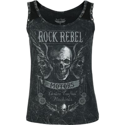 Rock Rebel by EMP donkergrijze top met voor- en achterprint - Dames - S