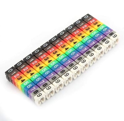 Dailygoods - Draadnummer - Kabelmarker - 100 stuks - KCM-4 mm 4 mm² - Draadlabel - Perfect voor kabelbeheer - Kunststof