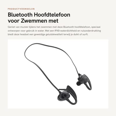 Dailygoods - Bluetooth Hoofdtelefoon voor Zwemmen met Ruisonderdrukking