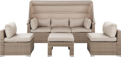 COCCOLIA - Loungeset voor 5 - Lichtbruin - PE rotan