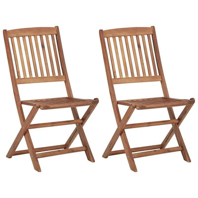 vidaXL - Set - van - 2 - klapstoelen - met - kussens, - gemaakt - van - massief - acaciahout.
