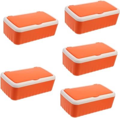 Navulbare doekjes box - Herbruikbare houder - Thuis en onderweg - Praktisch dekselontwerp - 22 cm - Oranje