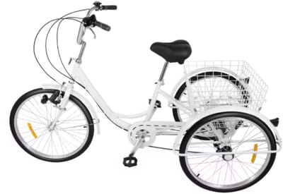 Driewieler Lizo - 6 versnellingen - Fiets voor volwassenen en senioren - 24 Inch - Opvouwbare Trike - Met mand - Voorrem - Zwart