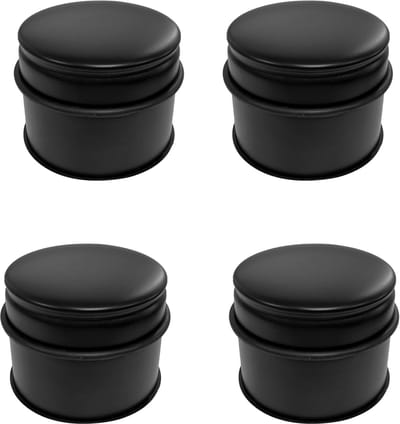 Perel Set van 4 deurstoppers RVS 1,1 kg per stuk, Ø9x7,5 cm, antislip rubber bodem, krasvrij geen boren nodig, mat zwart, zwaar vrijstaand deurstopper set, modern design voor thuis en kantoor