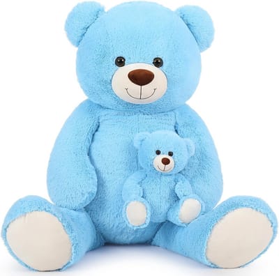 MorisMos 100 cm XXL Teddy Bear for Valentine's Day, Giant Teddy Bear with Little Baby, Cute Soft Large Teddy Bear Large Gift for Kids Girls Women Birthday Valentine's Day