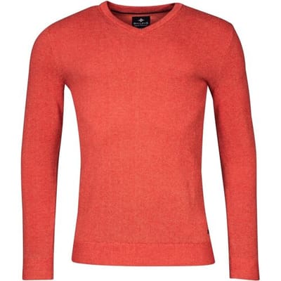 Baileys Trui V-Neck Cotton 2-Tone Jacquard Dark Coral Melange / male