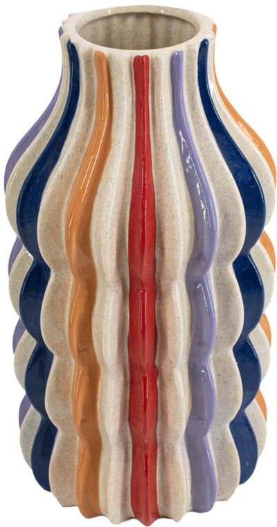 HomeBound by KY | Aardewerk vaas stripes regenboog | vaas | 21x21x38cm