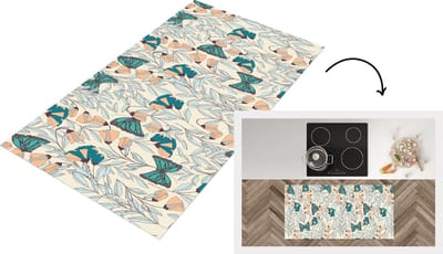 Keukenloper - Loper keuken - Meisjes - Vlinder - Bloemen - Patronen - 120x60 cm - Keukenloper vinyl