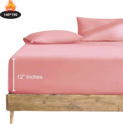 Nivard Hoeslaken Set - Inclusief Kussensloop - 3 Delige Set - Beddengoed - Fitted Sheet - Pillow Case - Bed - Roze 140 x 190