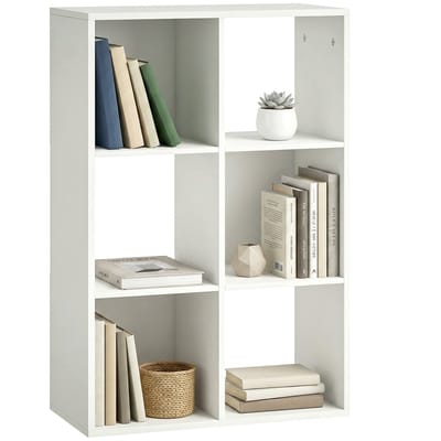 HOMCOM Boekenkast-Spaanplaat-61,5L x 29,5B x 91,5H cm-Wit