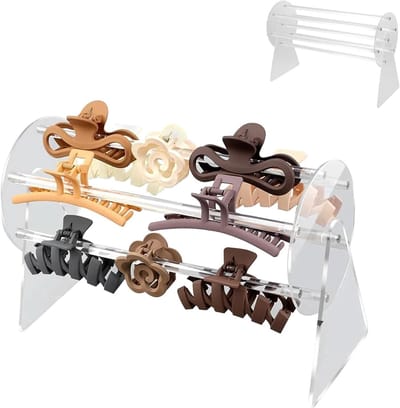 Haaraccessoires Organizer voor Vrouwen en Meisjes, Acryl Klemmenhouder met 360 Graden Rotatie, Perfect voor Haarclips en Scrunchies