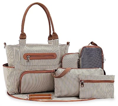 Multifunctionele Luiertas Set van 7 Stuks - Perfect voor Moeders en Vaders - Draagtas en Reis-Schoudertas met Aankleedkussen en Kinderwagenhaak
