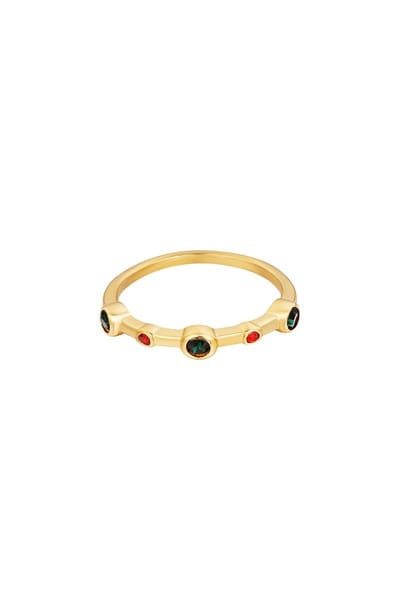 RVS ring met kleine zirkonia steentjes Groen Stainless Steel 15