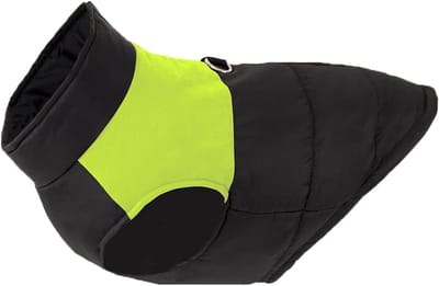 Warme en winddichte hondenjas, winterjas voor huisdieren - zwart-groen kleurenschema - maat L