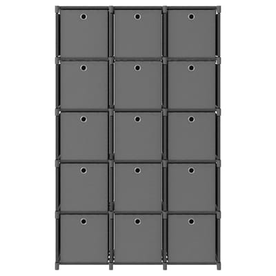 vidaXL - Kast - met - 15 - vakken - met - boxen - 103x30x175,5 - cm - stof - grijs