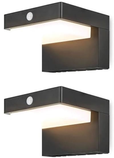 Solar Buitenlamp met Bewegingssensor - 400 Lumen, IP44 Waterbestendig, 2 Stuks - LED Wandlamp voor Buiten met 2 Lichtmodi