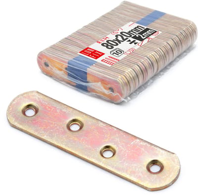 LUN FIX - Meubel vlakverbinder - 80x20x2mm - 10 stuks - Geel verzinkt - Plaatconstructieverbinder