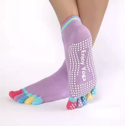 CHPN - Yogasokken - Sportsokken - Yoga - Antislip - Lichtpaars met gekleurde tenen - Vrolijke gekleurde sokken - Sokken - Yogasok - Teensokken - 36-40