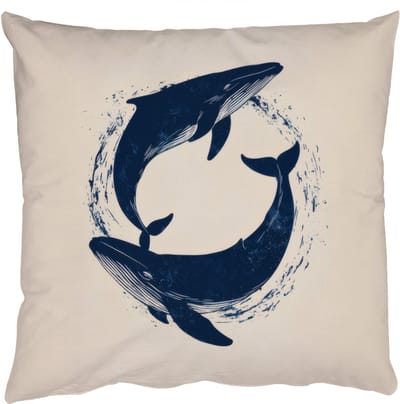 Sierkussens - Kussentjes Woonkamer - 50x50 cm - Walvissen - Spetters - Cirkel - Donkerblauw