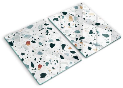 Wallfluent Spatscherm Keuken - Wit Spatglas Keuken - Set 2 Stuks 40x52 cm - Heldere Steen Achterwand Glasplaat Keuken - Abstractie Rechthoekig Spatscherm Keuken