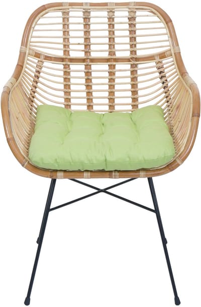 Eetkamerstoel MCW-P17, keukenstoel rieten stoel rotanstoel rotanstoel stoel, Kubu rotan metaal ~ bekleding groen