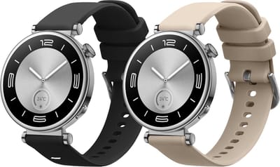 kwmobile 2x horlogebandjes geschikt voor Huawei Watch GT5 41mm / GT5 Pro 42mm / Watch GT4 41mm bandje - Smartwatch bandjes van TPU - Activity tracker horloge band in zwart / beige
