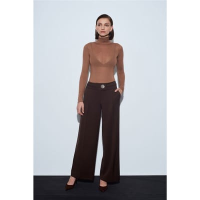 Hoge Taille Wijde Pijpen Crepe Broek