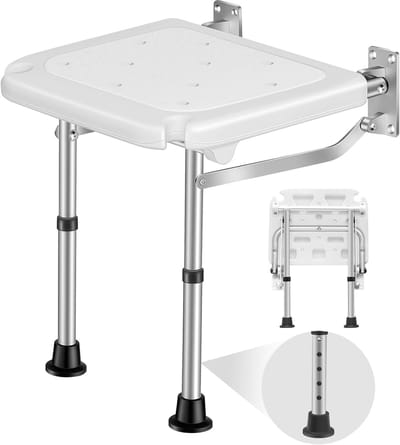 Opvouwbare Douchestoel - Inklapbaar Zitje - Veilig Douchen - 180 kg Draaglast - 42-53 cm Verstelbaar - Wit