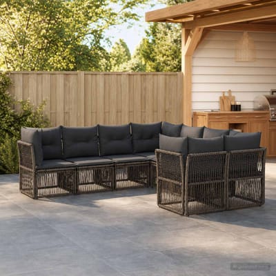 vidaXL - Tuinbank - Set - 8 - st - 8-Aantal - zitplaatsen - Grijs - poly - rattan