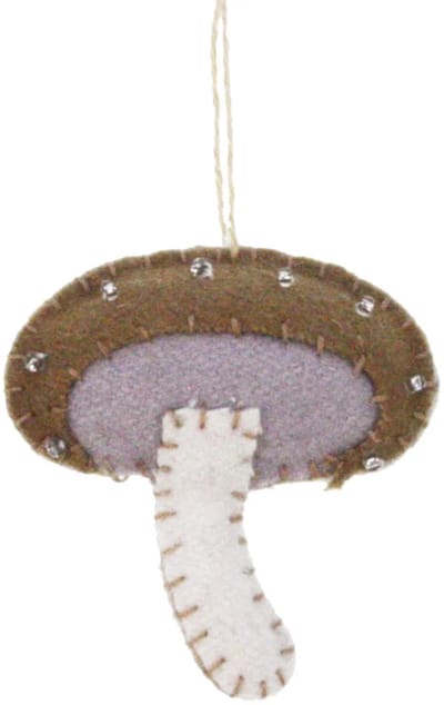 Paddestoel bruin rond met witte stippen, vilt 5cm