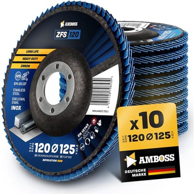 10x Zirkonium Lamellenschijf 125mm voor Staal en RVS - Slijpen, Ontroesten en Polijsten