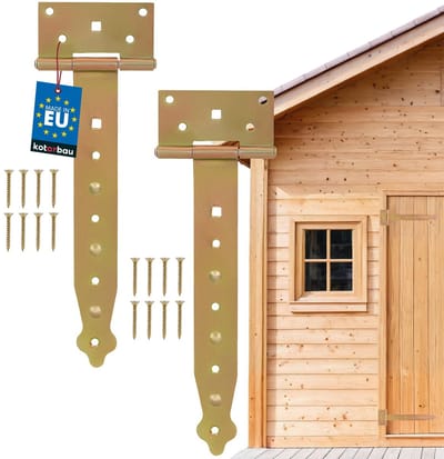 KOTARBAU® 2 stuks Schuurdeur Scharnieren, Verzinkt Staal, 250 mm, Goud, T-Scharnier, Poortscharnieren, Deurscharnieren, Poortbanden, Poortbeslag